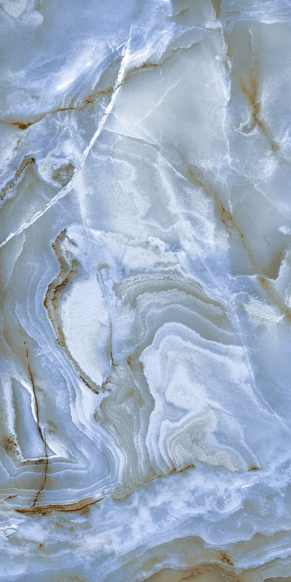 Oceanic Blue Marble Porcelain Tiles - Nautical Serenity for Your Bathroom