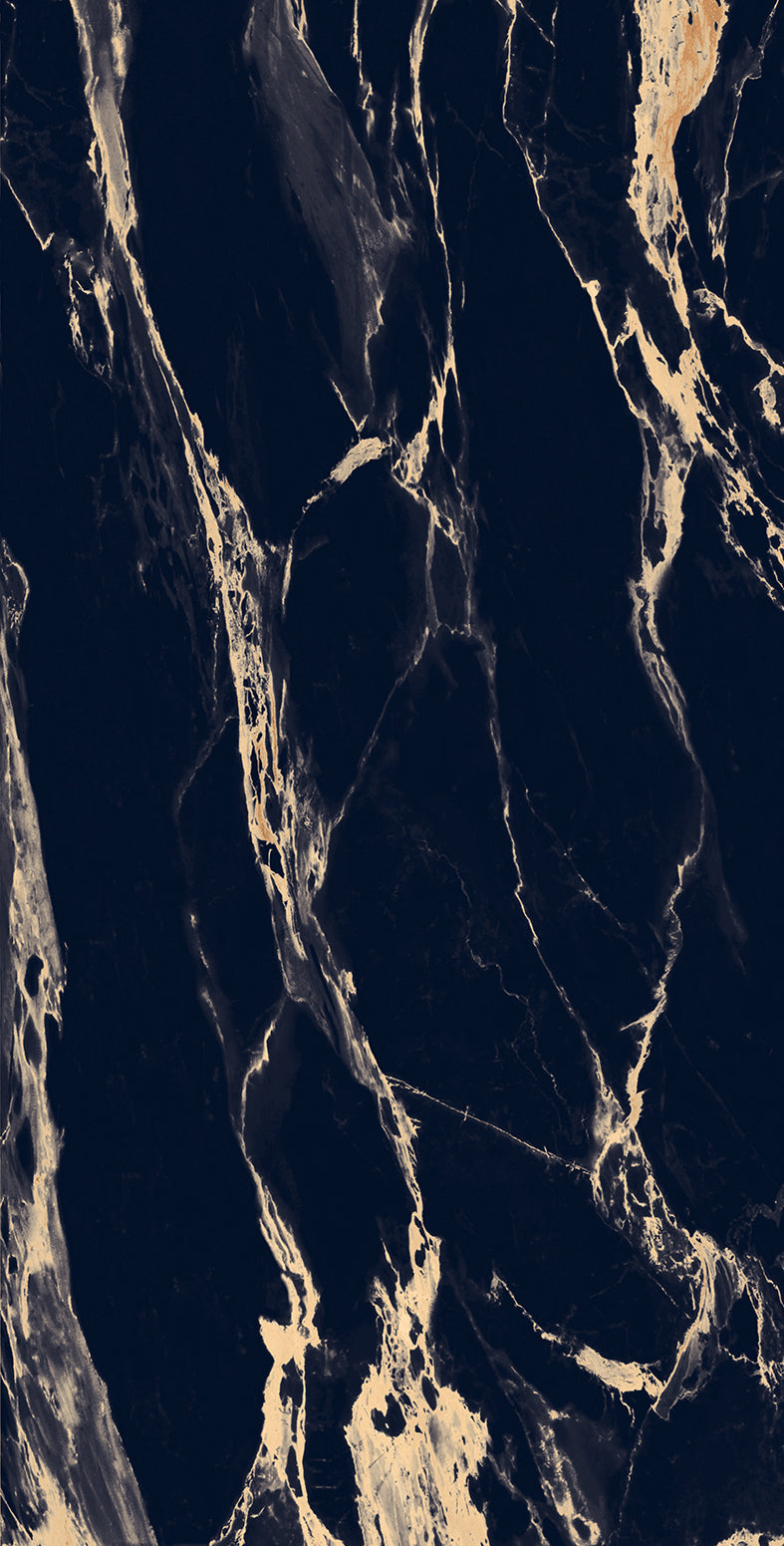 Victorian Black and Gold Marble Porcelain Tiles