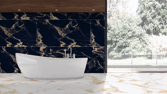 Bold Black and Gold Marble Porcelain Tiles